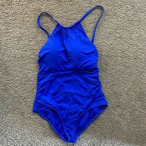 Royal blue one piece, bathing suit with built-in padding